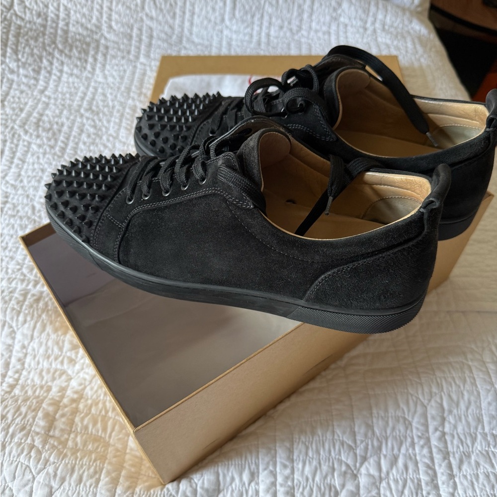 Christian Louboutin Louis junior spikes flat black suede - Picture 6 of 7